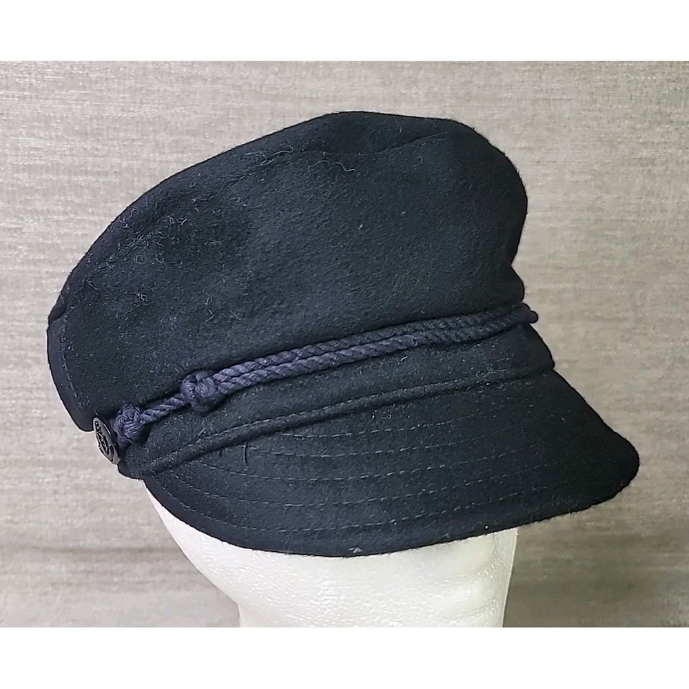 Evett Sailwear Made in England Braided Fisherman Mariner Black Hat RARE VINTAGE‎